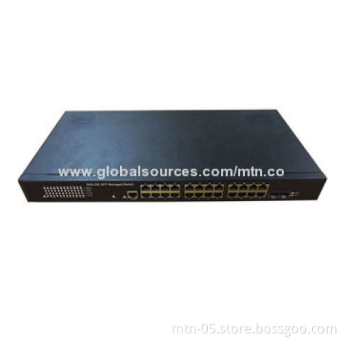 24-port 10/100/1,000Mbps Management Switch, 250/400W Power, Sized 440 x 220 x 44mm